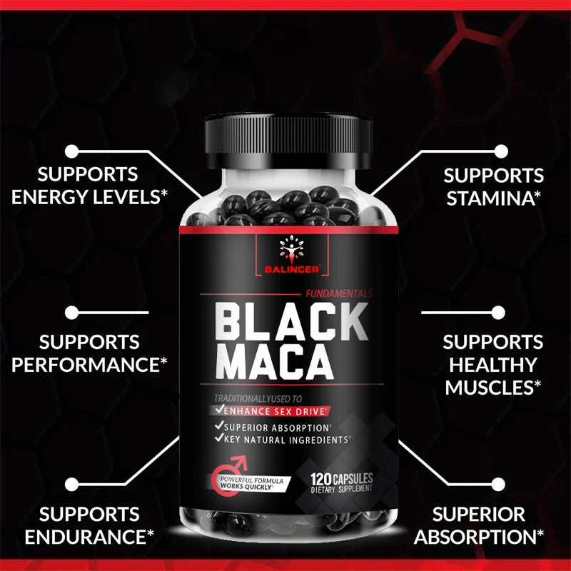 Balincer Organic Black Maca 1000mg with Black Pepper