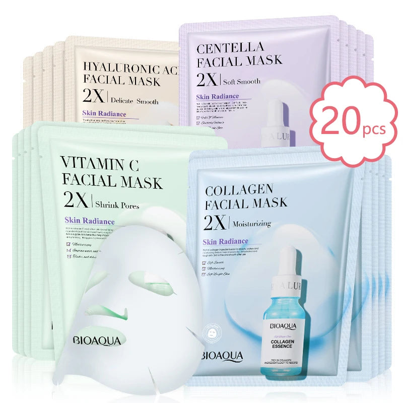 BIOAQUA 20pcs Centella Collagen Face Mask