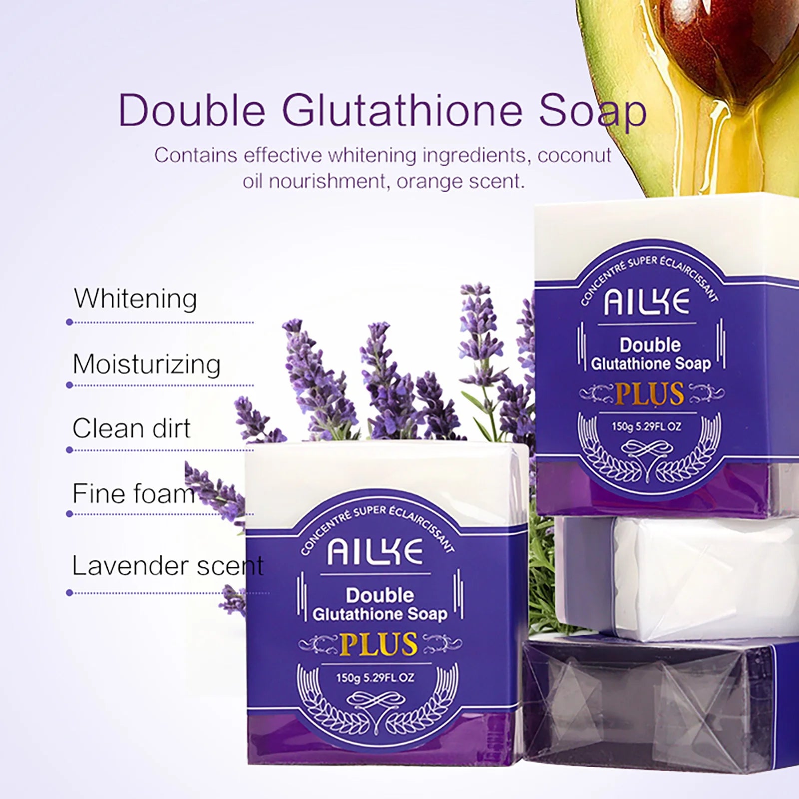 AILKE Lightning Soap Bar with Organic Glutathione & Lavender