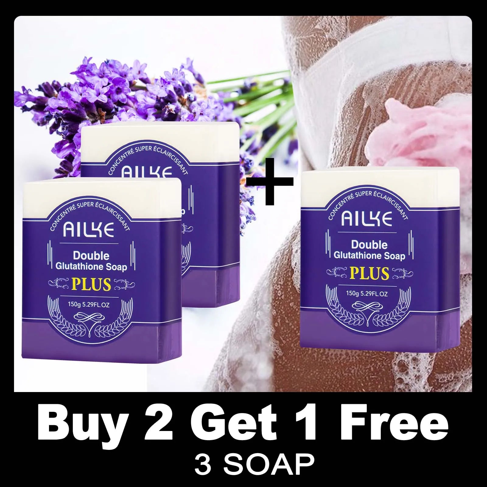 AILKE Lightning Soap Bar with Organic Glutathione & Lavender